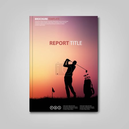 Téléchargez les illustrations : Brochures livre ou dépliant avec silhouette golfeur en arrière-plan vecteur eps 10 - en licence libre de droit