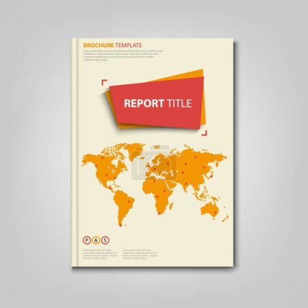 Téléchargez les illustrations : Brochures livre ou dépliant avec carte du monde en rouge orange vecteur de conception eps 10 - en licence libre de droit