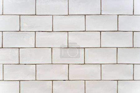 Photo for White ceramic tiles background. Vintage white tile for interior design bath or kitchen. High quality photo - Royalty Free Image