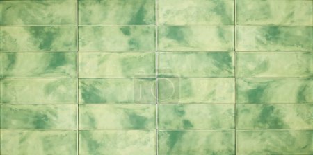 Photo for Green ceramic tile background. Old vintage ceramic tiles in green to decorate the kitchen or bathroom . High quality photo - Royalty Free Image
