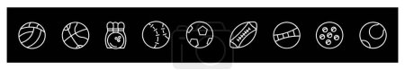 Ilustración de Ball sport icons set , ball icon thin line outline linear sport ball symbol for logo.for design on black background. - Imagen libre de derechos