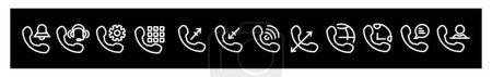 Illustration for Call icon contact us logo of main mobile app. Black linear icon symbol phone mobile  out incoming,icons for design on black background - Royalty Free Image