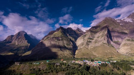Photo for Lahaul and Spiti, Himachal Pradesh, India - 14 September 2021 : the landscape of mountains on the morning mist, dramatic light in mountains - Royalty Free Image