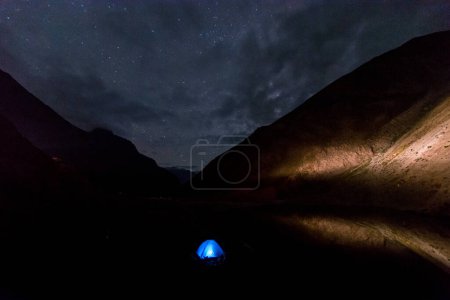 Photo for Lahaul and Spiti, Himachal Pradesh, India - 13 September 2021 : sky stars night background. - Royalty Free Image