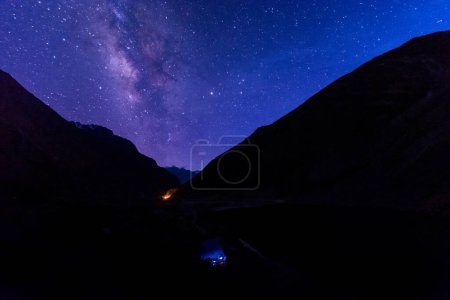 Photo for Lahaul and Spiti, Himachal Pradesh, India - 13 September 2021 : sky stars night background. - Royalty Free Image