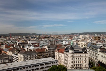 Photo for View over vienna, austria, from the restaurant 360 ocean sky photographed on an a sunny day in spring during holidays - Royalty Free Image