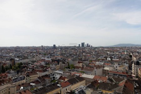 Photo for View over vienna, austria, from the restaurant 360 ocean sky photographed on an a sunny day in spring during holidays - Royalty Free Image