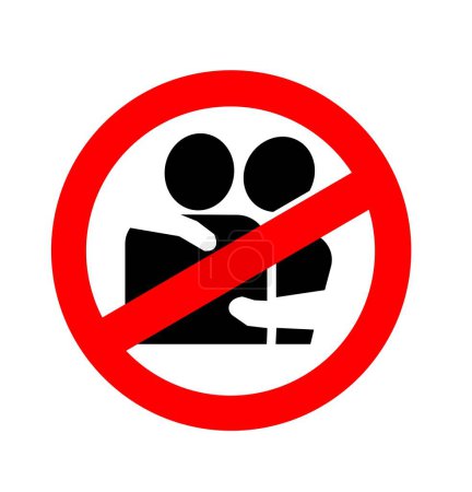 Illustration for No hugging allowed sign vector covid-19 awareness - Royalty Free Image