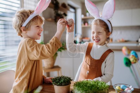 Photo for Little kids with bunny ears celebrating easter and spring. - Royalty Free Image