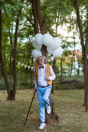 Photo for Portrait of senior man having wedding in the nature. - Royalty Free Image