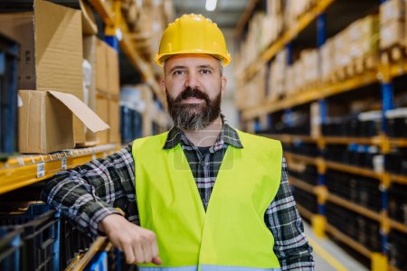 Photo for Portrait of a warehouse worker or a supervisor. - Royalty Free Image