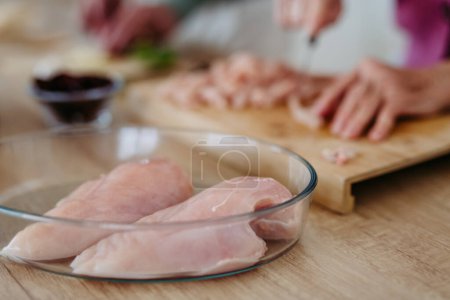 Photo for Close-up of the raw meat during cooking. - Royalty Free Image