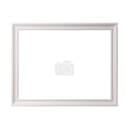 Photo for White blank picture frame, realistic horizontal picture frame. Empty white picture frame, mockup template isolated on the white background. - Royalty Free Image