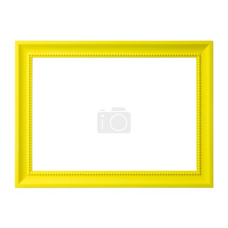 Photo for Yellow blank picture frame, realistic horizontal picture frame. Empty white picture frame, mockup template isolated on the white background. - Royalty Free Image