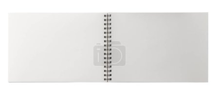 Photo for Open paper notebook with a coil binding. Spiral bound journal. Realistic, photography, isolated on white background. - Royalty Free Image