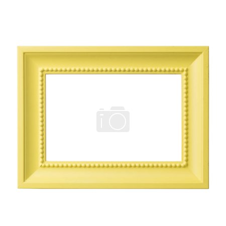 Foto de Marco de imagen en blanco amarillo, marco horizontal realista. Marco de imagen blanco vacío, plantilla de maqueta aislada en el fondo blanco. - Imagen libre de derechos