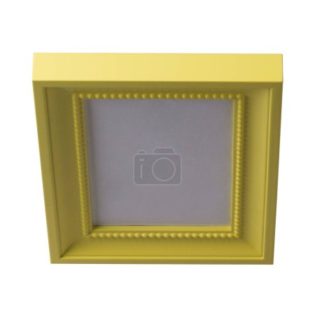 Photo for Yellow blank picture frame, realistic horizontal picture frame. Empty white picture frame, mockup template isolated on the white background. - Royalty Free Image