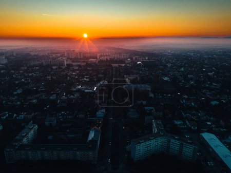 Photo for Aerial view of Bratislava city during sunset. - Royalty Free Image