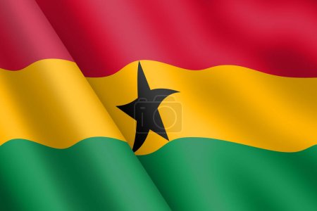 A Ghana waving flag 3d illustration wind ripple