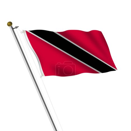 Photo for A Trinidad and Tobago flagpole 3d illustration on white with clipping path - Royalty Free Image