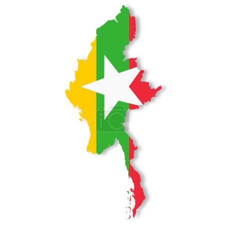 Photo for A Myanmar flag map on white background with clipping path 3d illustration - Royalty Free Image