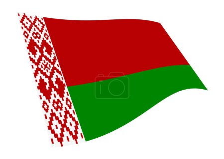 Un drapeau du Bélarus agitant une illustration 3D isolée sur blanc avec un chemin de coupure