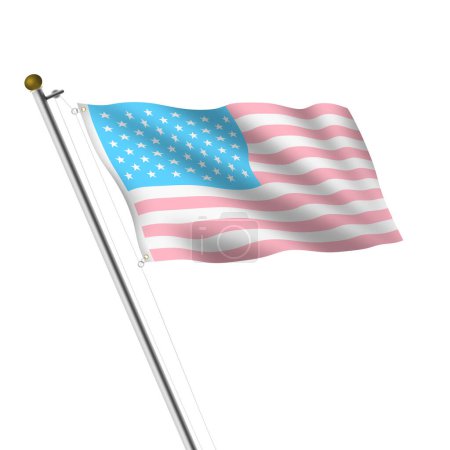 Foto de Una ilustración en 3D del asta de la bandera transgénero de Estados Unidos en blanco con ruta de recorte - Imagen libre de derechos