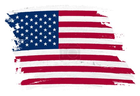Téléchargez les photos : Un drapeau des États-Unis d'Amérique peinture de fond coup de pinceau illustration 3d avec chemin de coupe - en image libre de droit