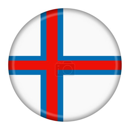 Eine Färöer-Flaggen-Taste 3D-Illustration mit Clipping-Pfad