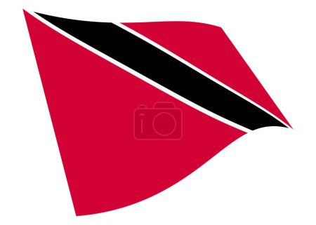 Photo for A Trinidad and Tobago waving flag graphic isolated on white with clipping path 3d illustration red white black diagonal - Royalty Free Image