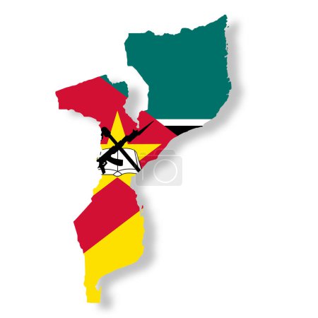 Téléchargez les photos : Une carte du Mozambique sur fond blanc avec un chemin de coupure Illustration 3D - en image libre de droit