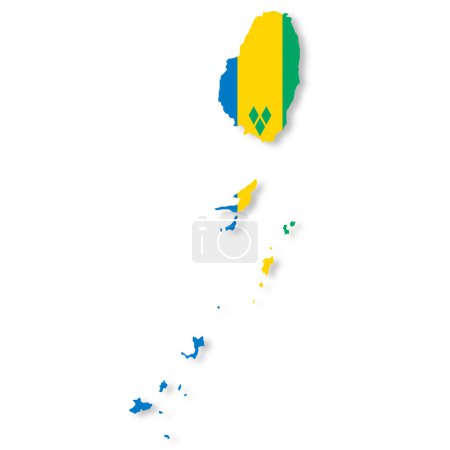 Foto de Un mapa de la bandera de San Vicente y las Granadinas sobre fondo blanco con la ruta de recorte ilustración 3d - Imagen libre de derechos