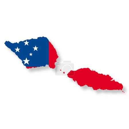 A Samoa flag map on white background with clipping path 3d illustration