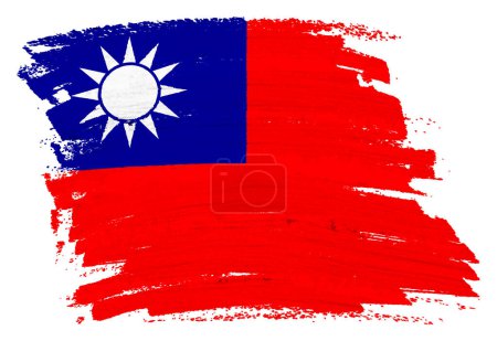 Photo for A Taiwan flag background paint splash brushstroke 3d illustration with clipping path Blue Sky White Sun Wholly Red Earth - Royalty Free Image
