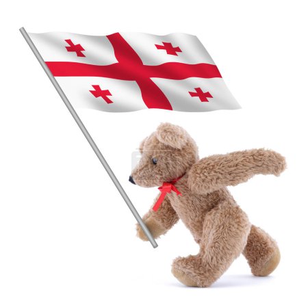 Photo for A Georgia flag being carried by a cute teddy bear - Royalty Free Image