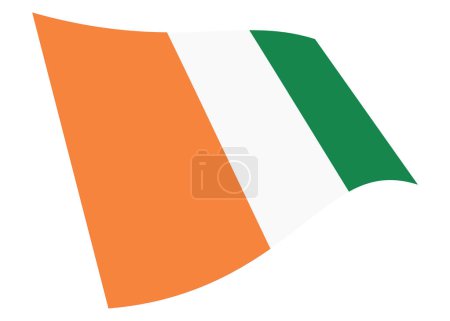 An Ivory Coast waving flag 3d illustration isolated on white with clipping path