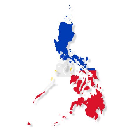 Eine philippinische Flaggenkarte auf weißem Hintergrund mit Wegbeschreibung
