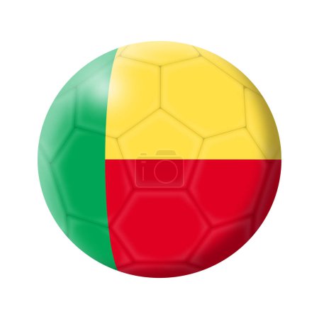 Téléchargez les photos : Une illustration de ballon de football béninois isolé sur blanc avec un chemin de coupe - en image libre de droit
