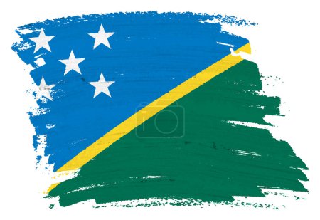 Ein Solomon Islands Hintergrund Farbe Splash Pinselstrich 3D-Illustration mit Clipping Pfad weißer Stern blau grün gelb diagonal