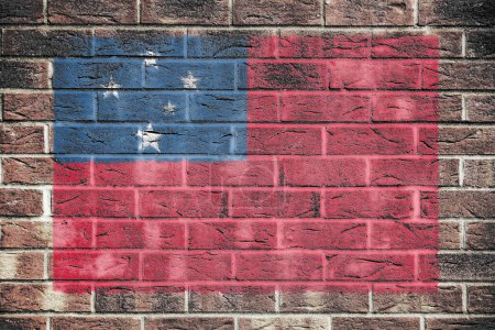 Eine West-Samoa-Flagge auf altem Backsteinmauerhintergrund