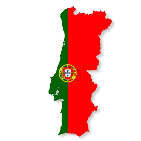 Téléchargez les photos : Une carte du drapeau du Portugal sur fond blanc avec un chemin de coupe - en image libre de droit