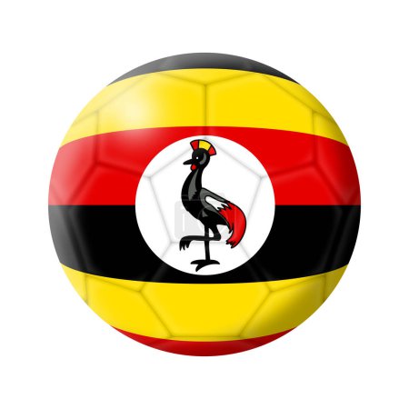 Una pelota de fútbol de Uganda 3d ilustración aislada en blanco con camino de recorte