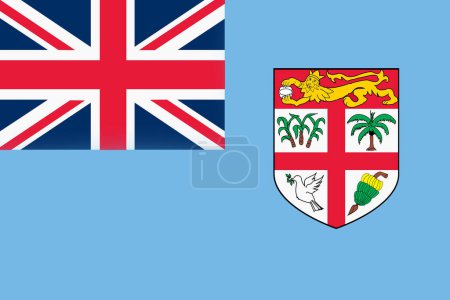 Foto de Un fondo de bandera de Fiyi ilustración gran archivo Unión Jack escudo de armas - Imagen libre de derechos