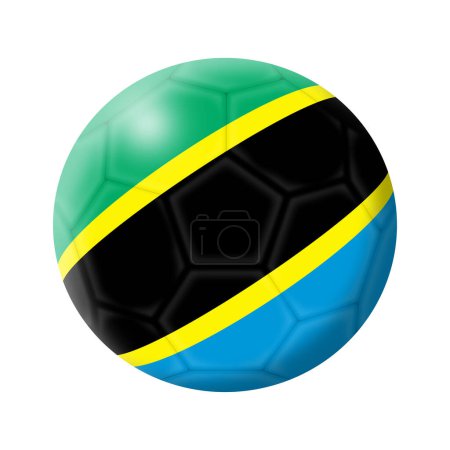 A Tanzania soccer ball football 3d illustration isolated on white with clipping path