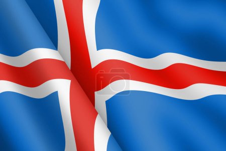 An Iceland waving flag 3d illustration wind ripple