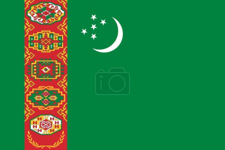 Téléchargez les photos : Un drapeau turkmène illustration de fond étoiles de lune vertes - en image libre de droit