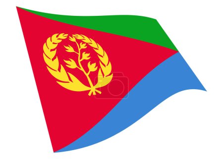 Eine Eritrea-Fahne schwenkend 3D-Illustration isoliert auf weiß mit Clipping-Pfad