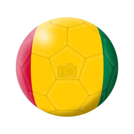 A Guinea soccer ball football 3d illustration isolated on white with clipping path