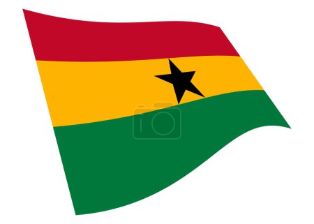 Eine Ghana schwenkende Fahne auf weißem Grund mit Clipping-Pfad