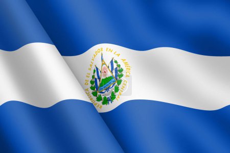 Ein El Salvador schwenkt Flagge 3D Illustration Wind Wellen